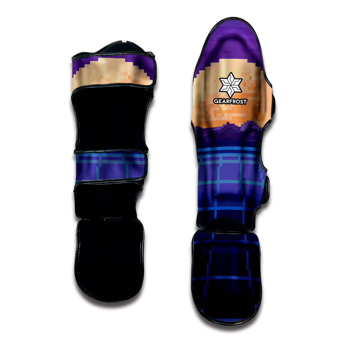 8-Bit Pixel Digital Landscape Print Muay Thai Shin Guard