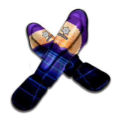 8-Bit Pixel Digital Landscape Print Muay Thai Shin Guard
