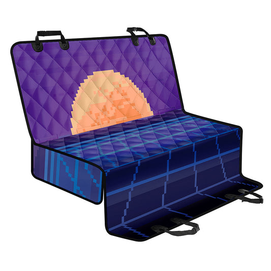 8-Bit Pixel Digital Landscape Print Pet Car Back Seat Cover
