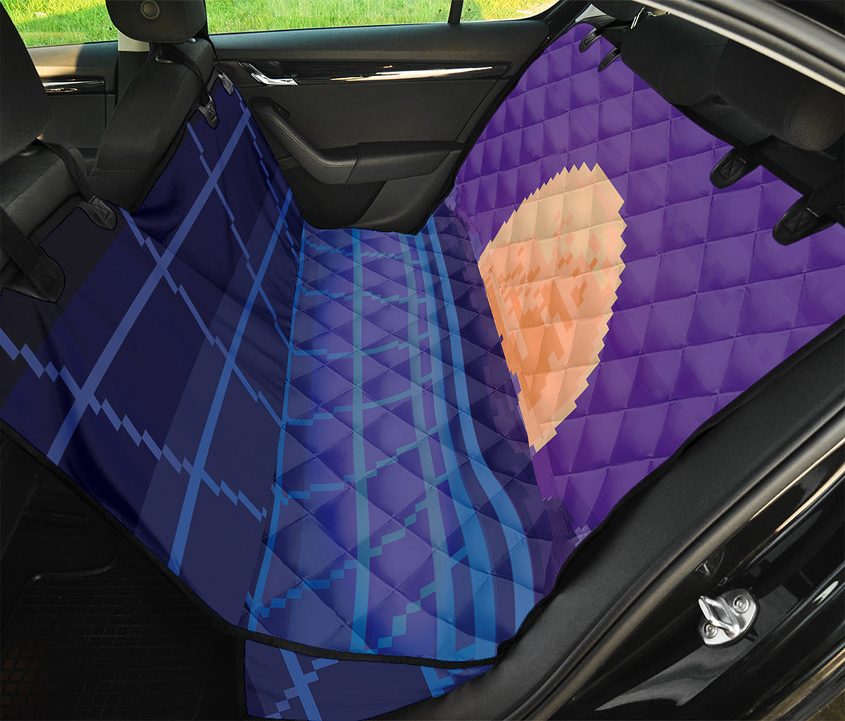 8-Bit Pixel Digital Landscape Print Pet Car Back Seat Cover