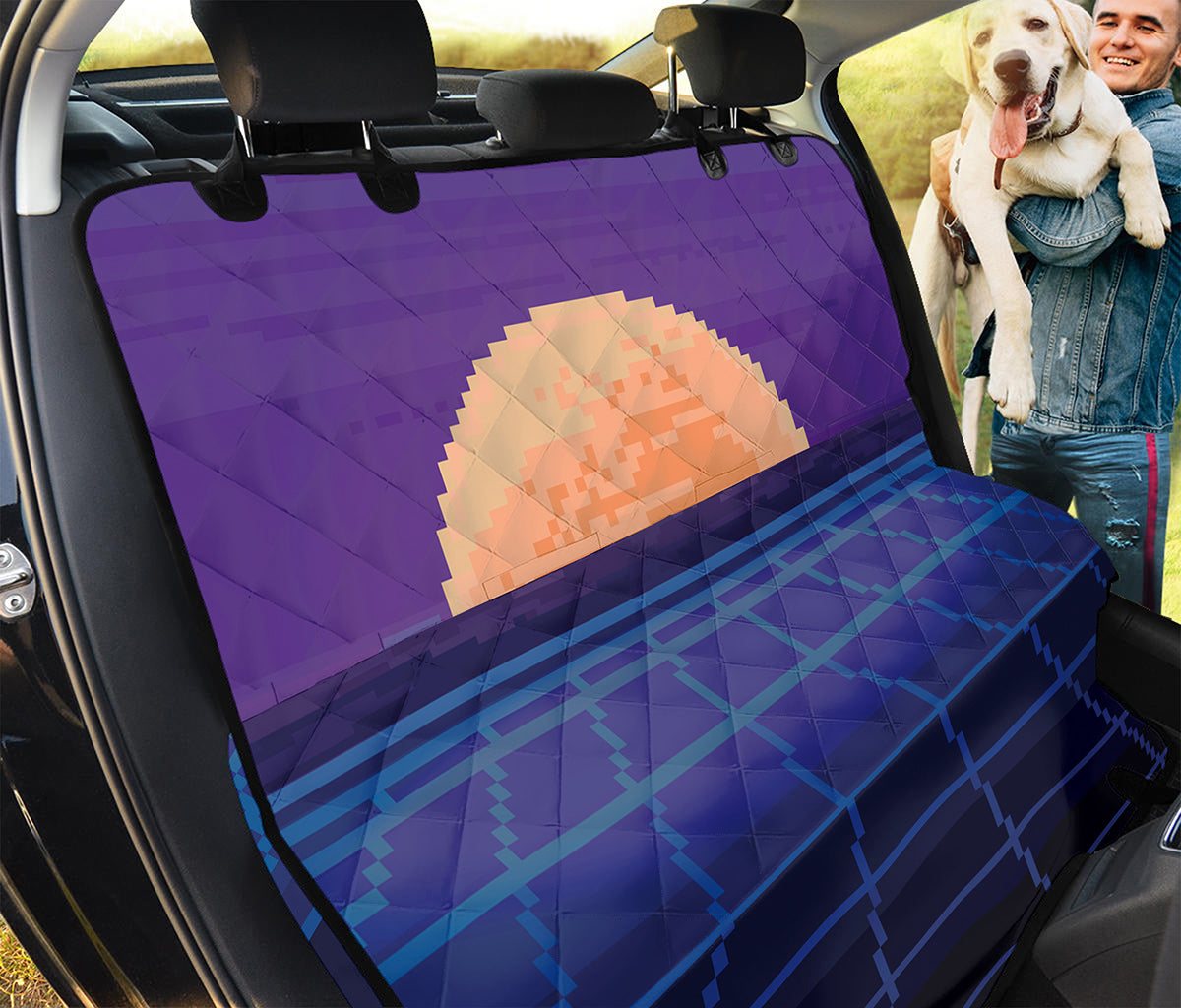 8-Bit Pixel Digital Landscape Print Pet Car Back Seat Cover