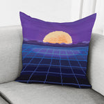 8-Bit Pixel Digital Landscape Print Pillow Cover