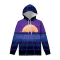 8-Bit Pixel Digital Landscape Print Pullover Hoodie