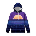 8-Bit Pixel Digital Landscape Print Pullover Hoodie