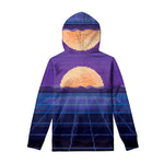 8-Bit Pixel Digital Landscape Print Pullover Hoodie