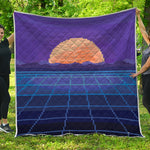 8-Bit Pixel Digital Landscape Print Quilt