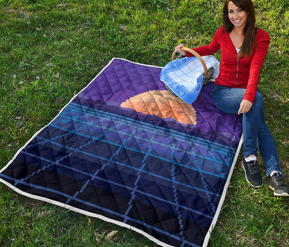 8-Bit Pixel Digital Landscape Print Quilt