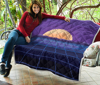 8-Bit Pixel Digital Landscape Print Quilt