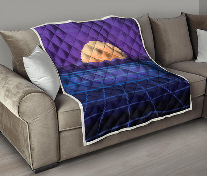 8-Bit Pixel Digital Landscape Print Quilt