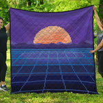 8-Bit Pixel Digital Landscape Print Quilt