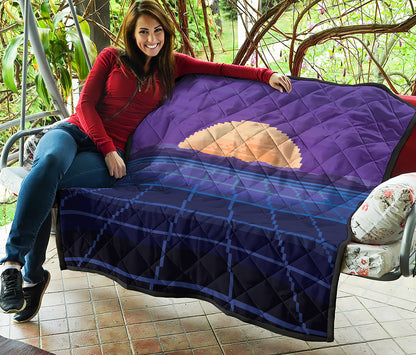 8-Bit Pixel Digital Landscape Print Quilt