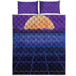 8-Bit Pixel Digital Landscape Print Quilt Bed Set