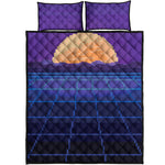 8-Bit Pixel Digital Landscape Print Quilt Bed Set