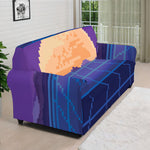 8-Bit Pixel Digital Landscape Print Sofa Cover