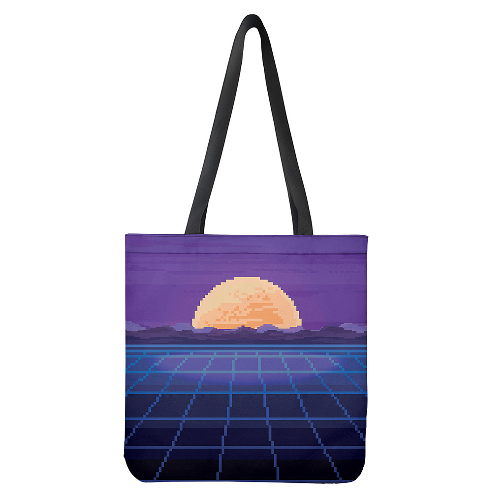 8-Bit Pixel Digital Landscape Print Tote Bag
