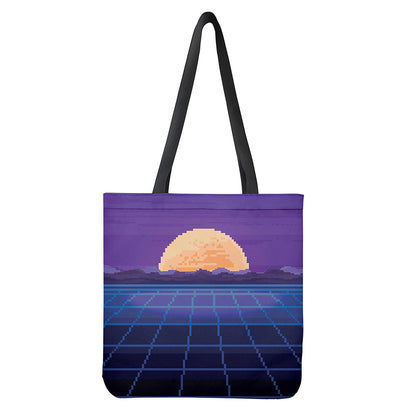 8-Bit Pixel Digital Landscape Print Tote Bag