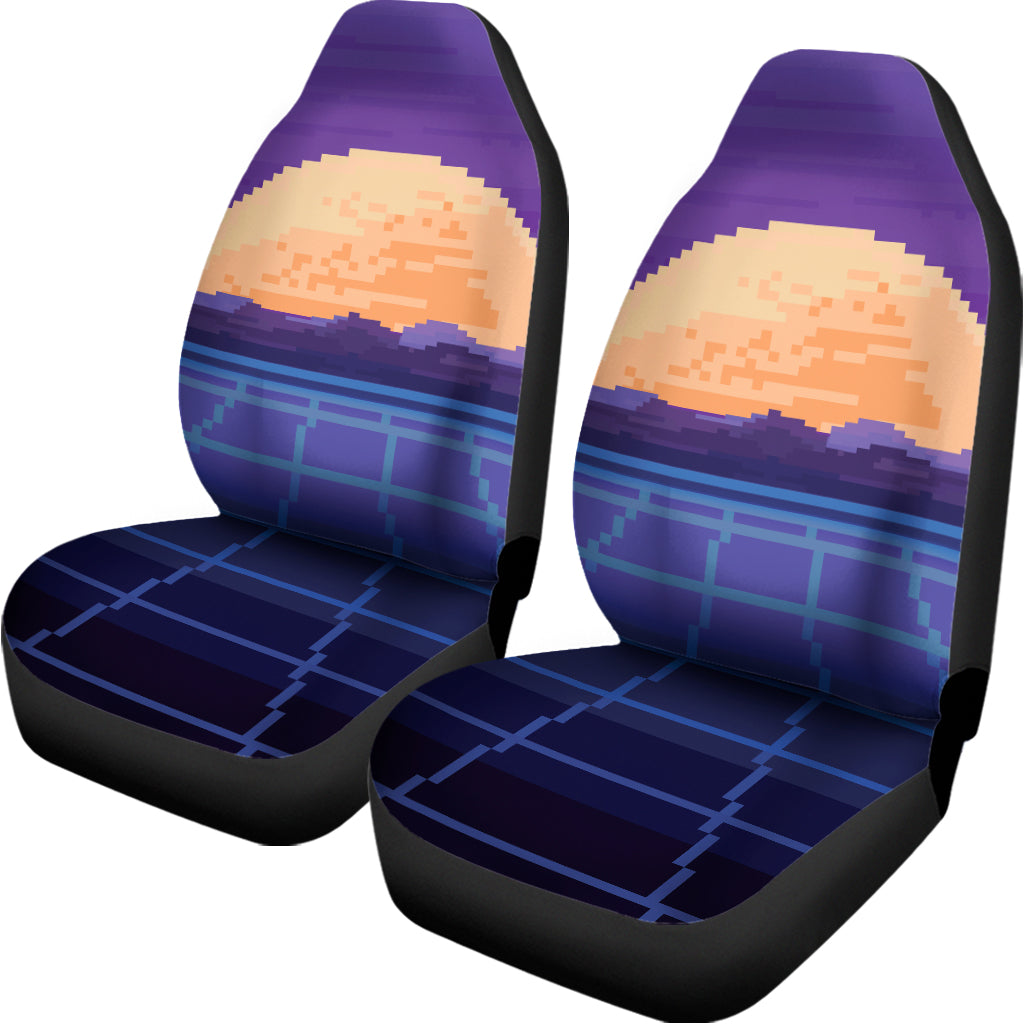 8-Bit Pixel Digital Landscape Print Universal Fit Car Seat Covers