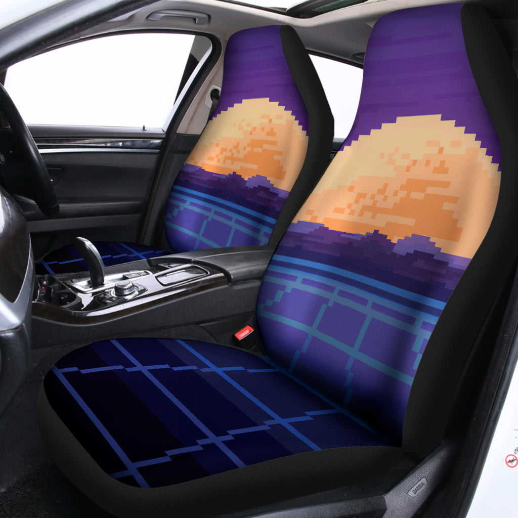 8-Bit Pixel Digital Landscape Print Universal Fit Car Seat Covers
