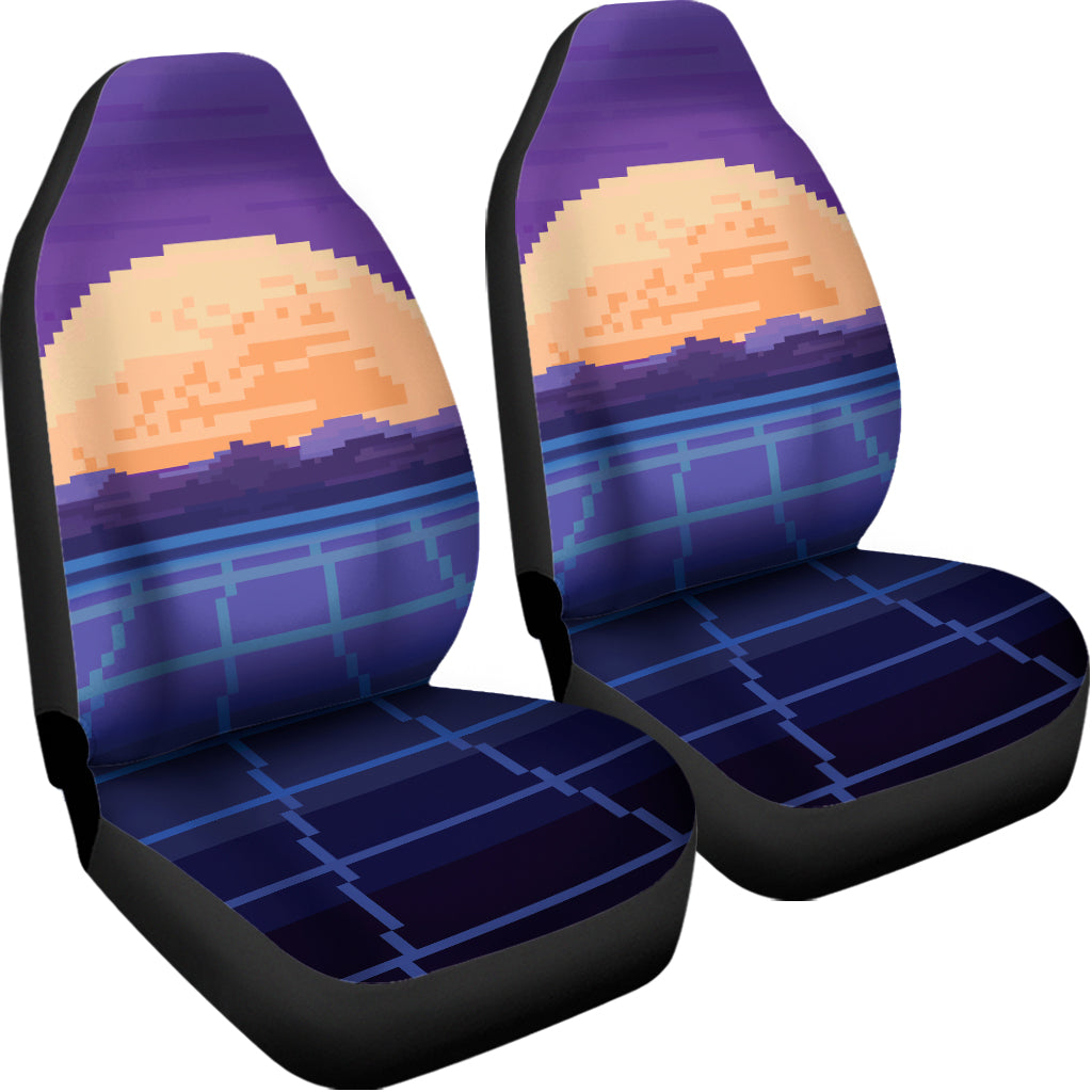 8-Bit Pixel Digital Landscape Print Universal Fit Car Seat Covers