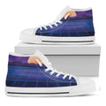 8-Bit Pixel Digital Landscape Print White High Top Sneakers