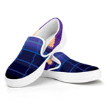 8-Bit Pixel Digital Landscape Print White Slip On Shoes