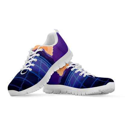8-Bit Pixel Digital Landscape Print White Sneakers