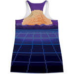 8-Bit Pixel Digital Landscape Print Women's Racerback Tank Top