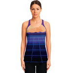 8-Bit Pixel Digital Landscape Print Women's Racerback Tank Top