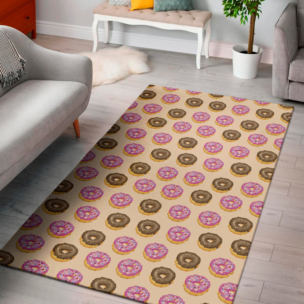 8-Bit Pixel Donut Print Area Rug