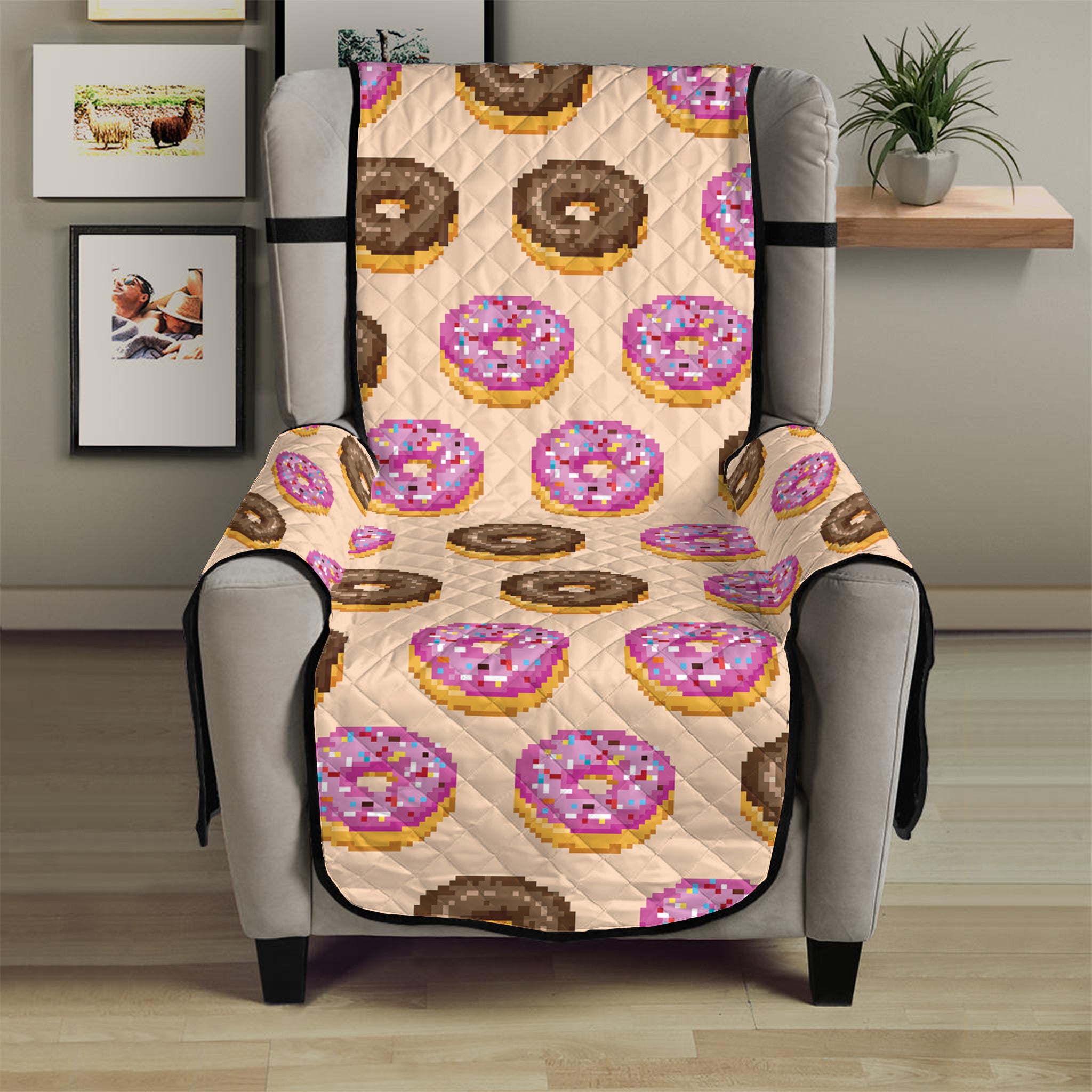 8-Bit Pixel Donut Print Armchair Protector