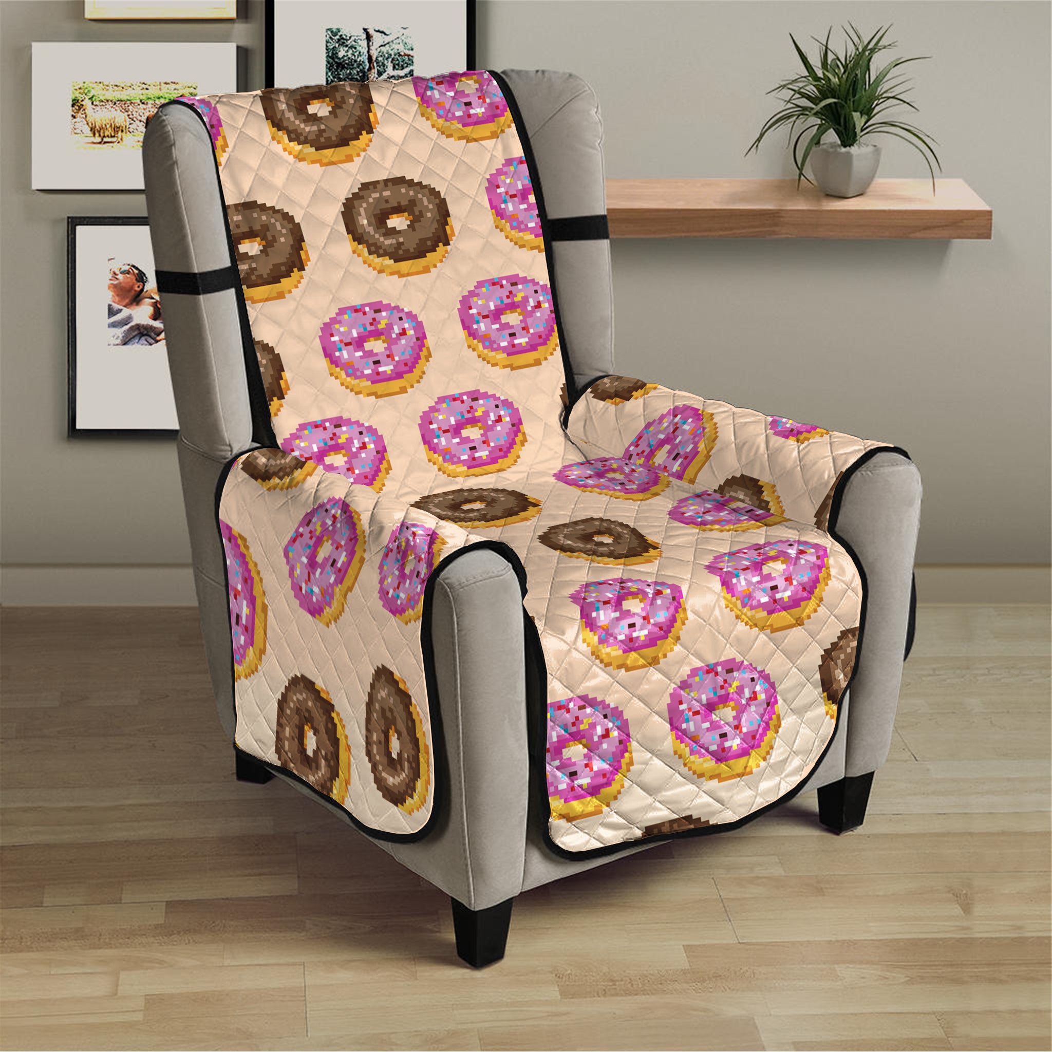 8-Bit Pixel Donut Print Armchair Protector