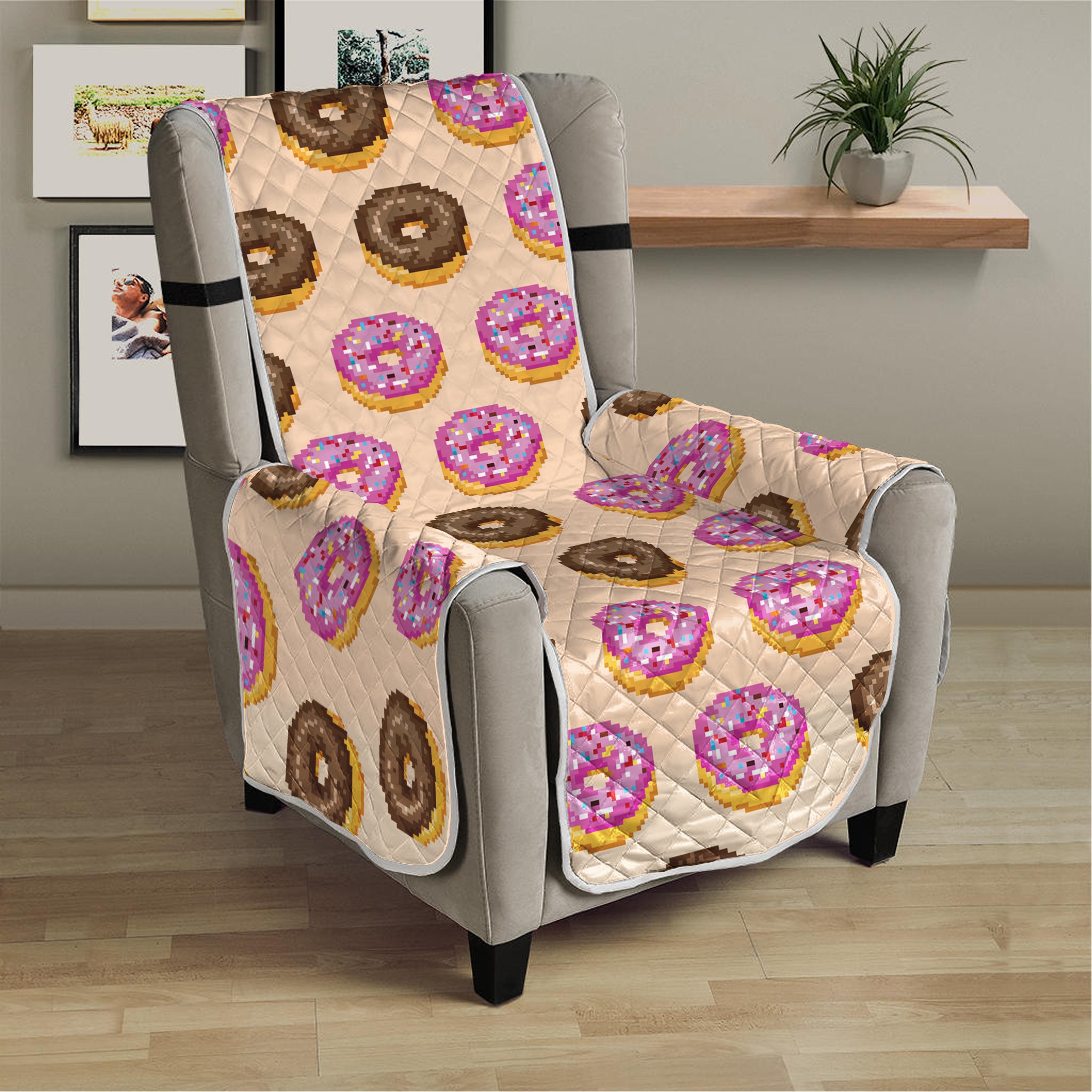 8-Bit Pixel Donut Print Armchair Protector