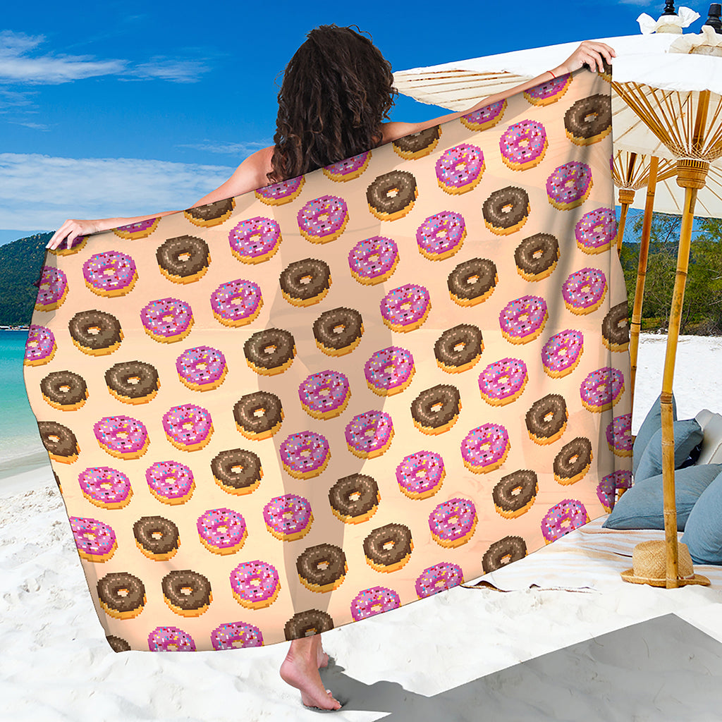 8-Bit Pixel Donut Print Beach Sarong Wrap