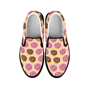 8-Bit Pixel Donut Print Black Slip On Shoes