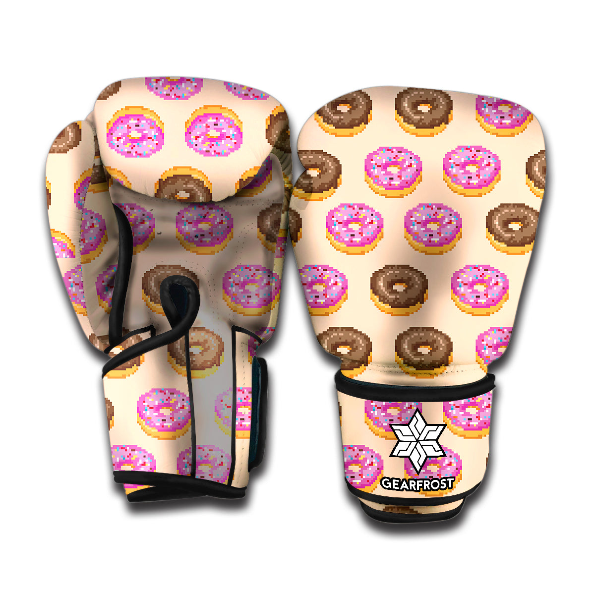 8-Bit Pixel Donut Print Boxing Gloves