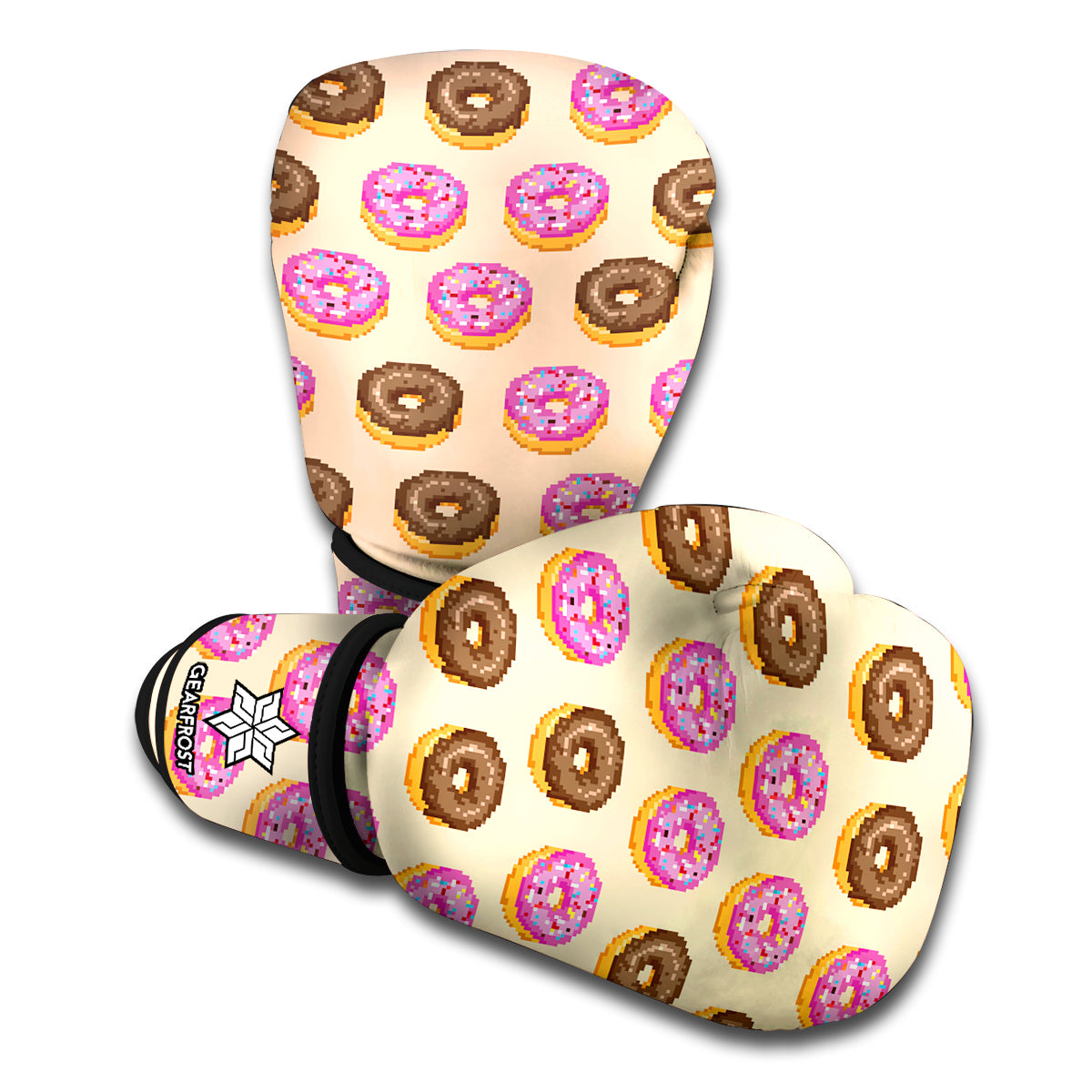 8-Bit Pixel Donut Print Boxing Gloves