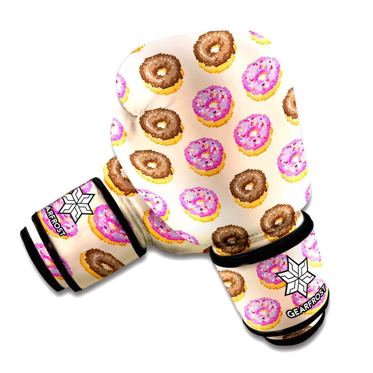 8-Bit Pixel Donut Print Boxing Gloves