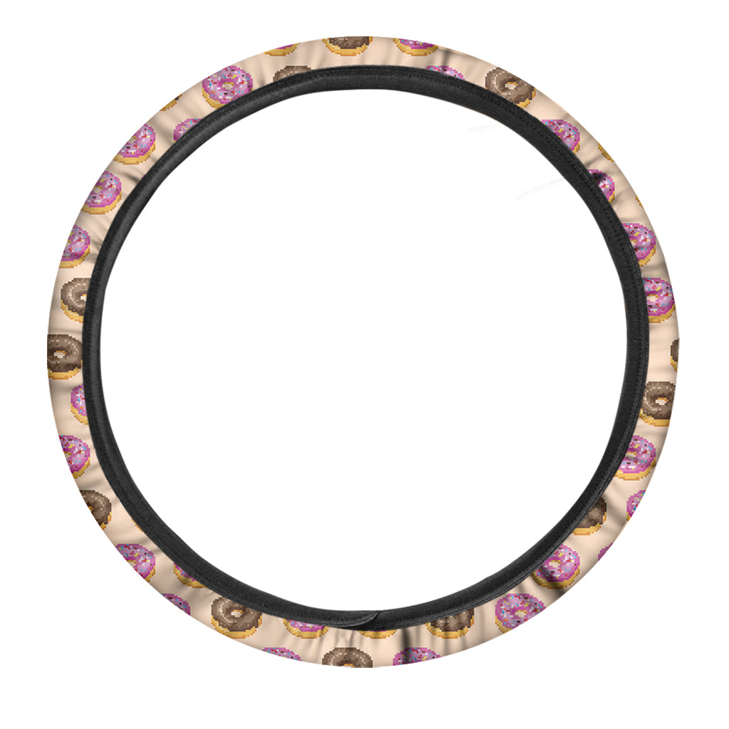 8-Bit Pixel Donut Print Car Steering Wheel Cover