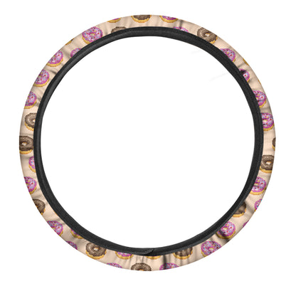 8-Bit Pixel Donut Print Car Steering Wheel Cover