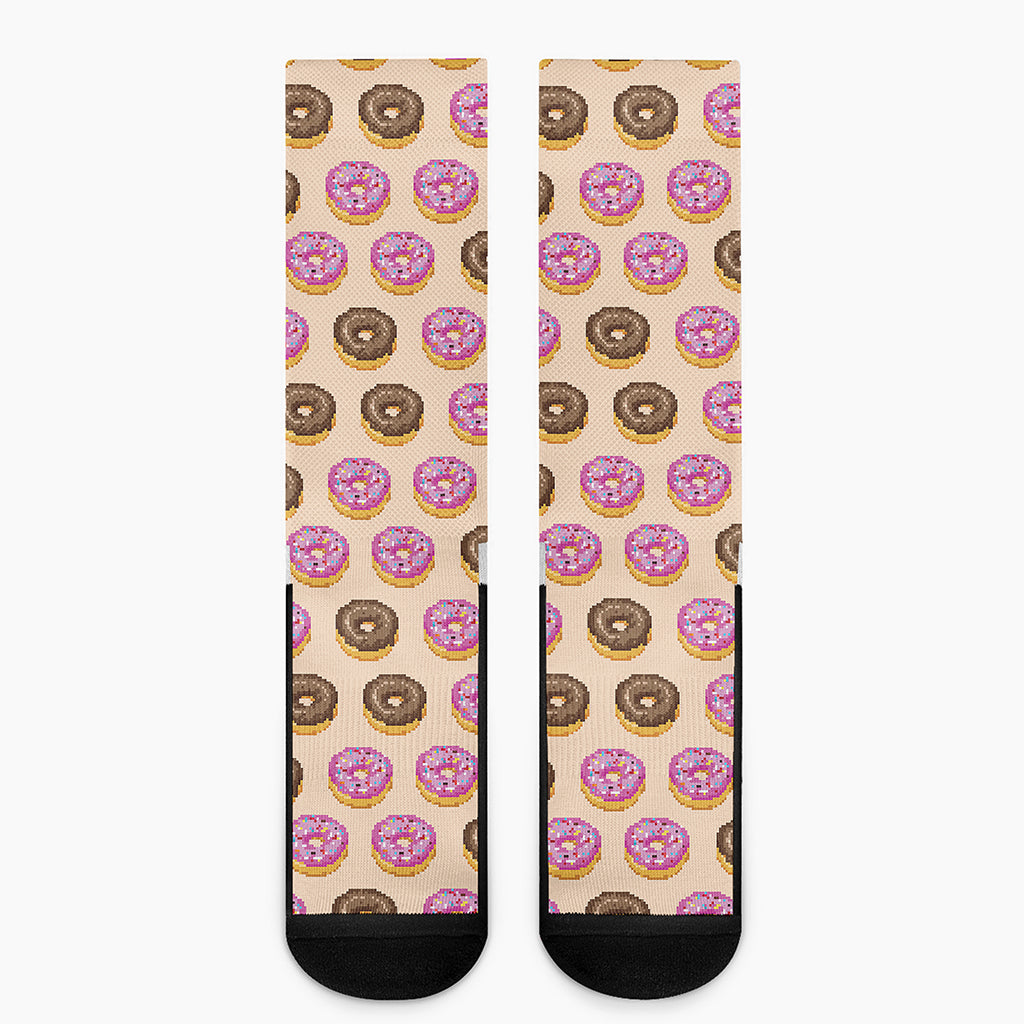 8-Bit Pixel Donut Print Crew Socks