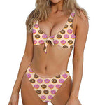 8-Bit Pixel Donut Print Front Bow Tie Bikini