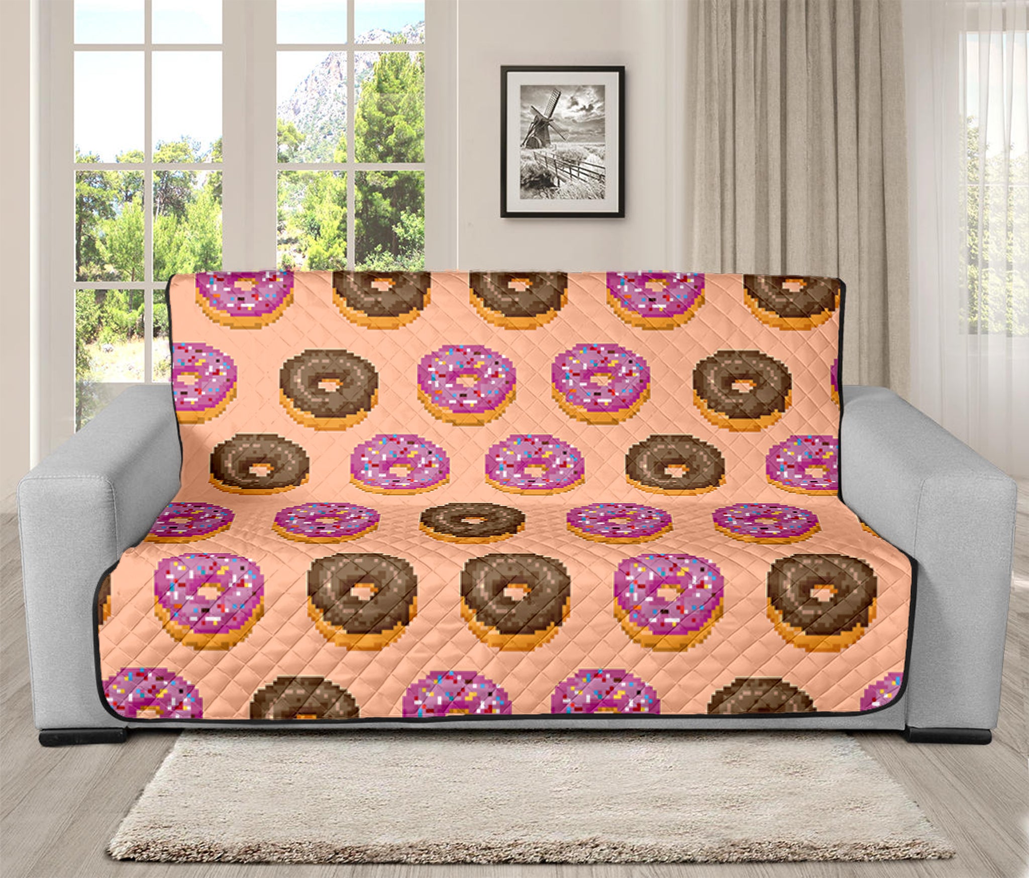 8-Bit Pixel Donut Print Futon Protector