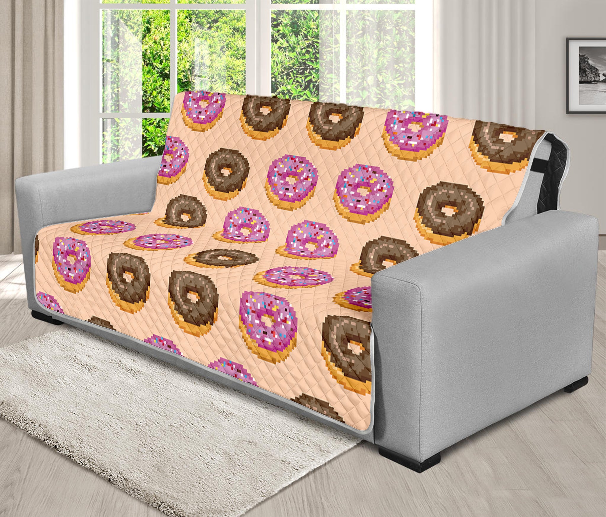 8-Bit Pixel Donut Print Futon Protector