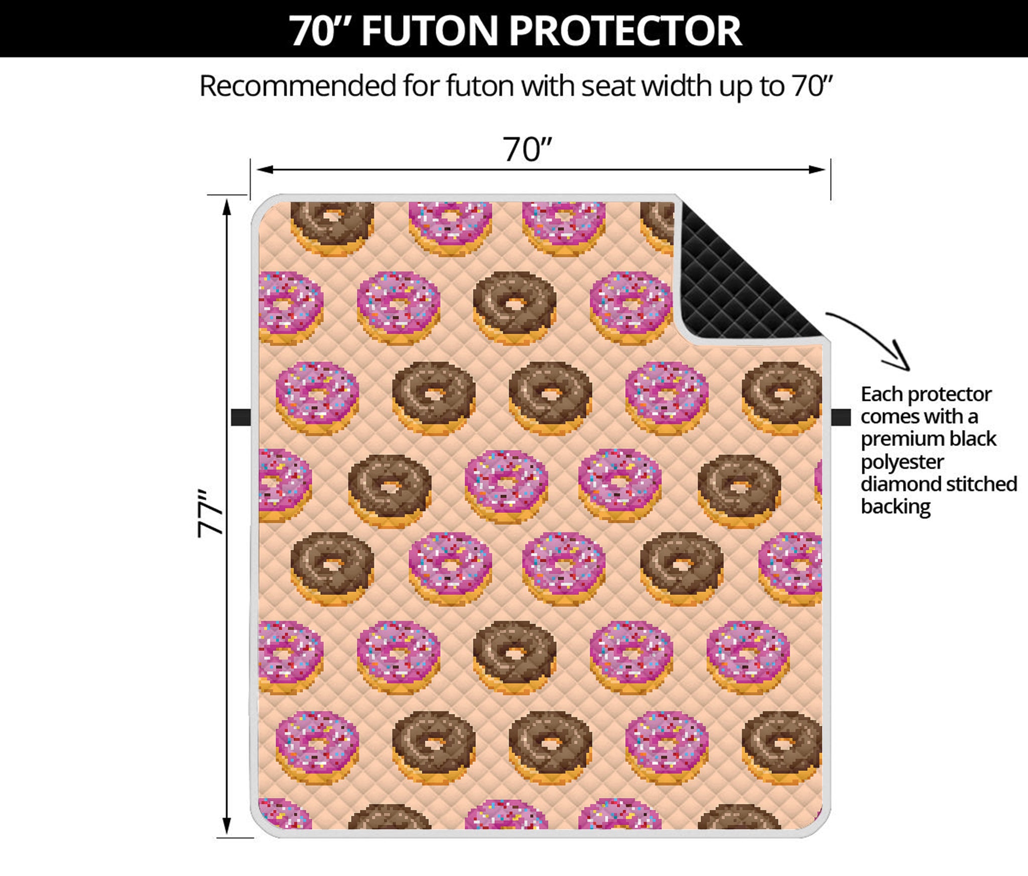 8-Bit Pixel Donut Print Futon Protector