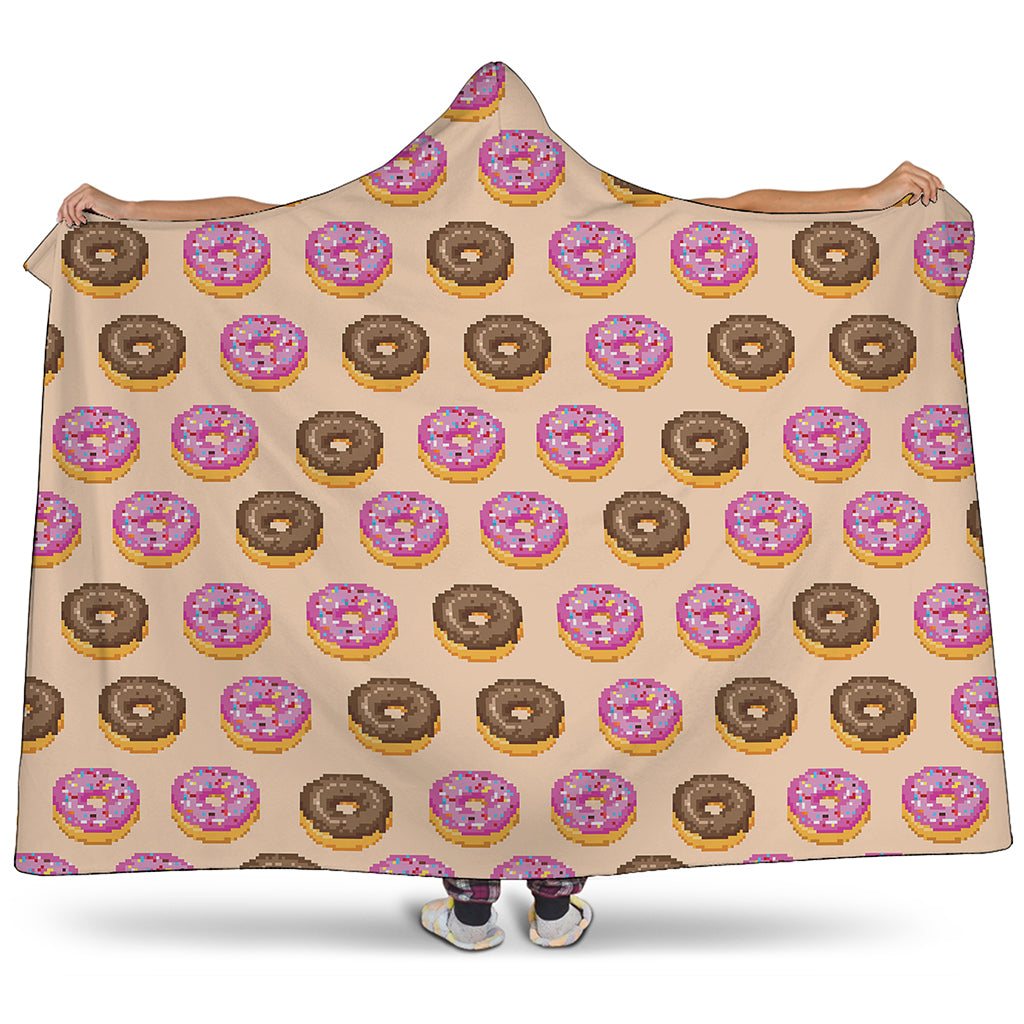 8-Bit Pixel Donut Print Hooded Blanket