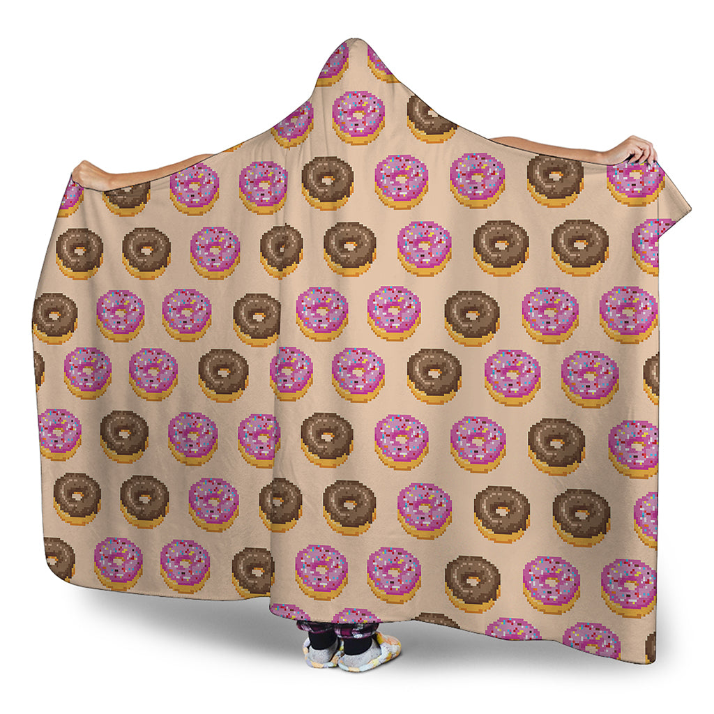 8-Bit Pixel Donut Print Hooded Blanket