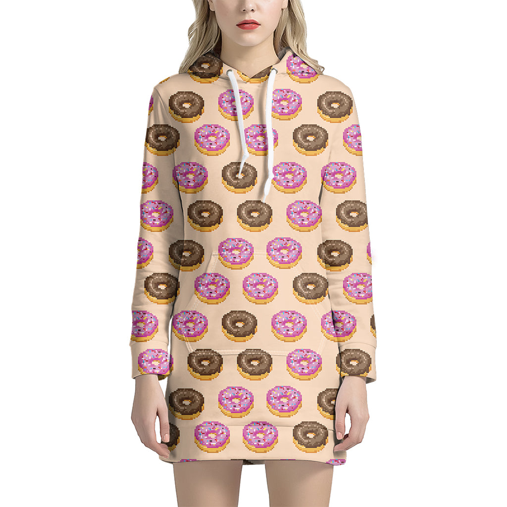 8-Bit Pixel Donut Print Hoodie Dress