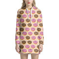8-Bit Pixel Donut Print Pullover Hoodie Dress