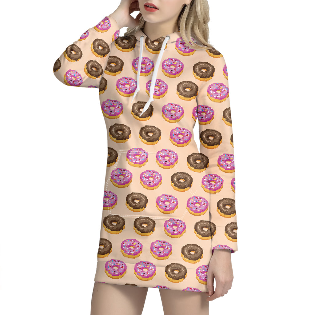 8-Bit Pixel Donut Print Hoodie Dress