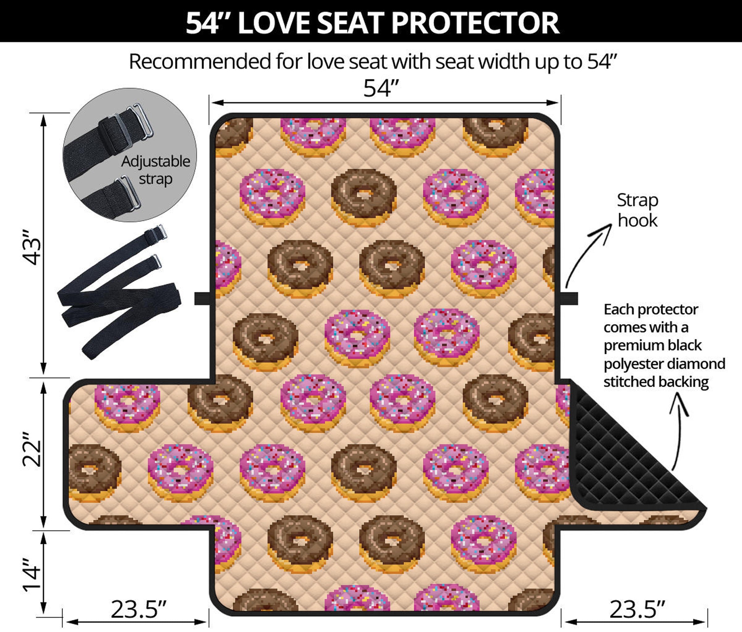 8-Bit Pixel Donut Print Loveseat Protector